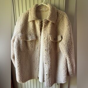 12th Tribe oversized sheepskin lined faux fur sherpa coat, Size Small
